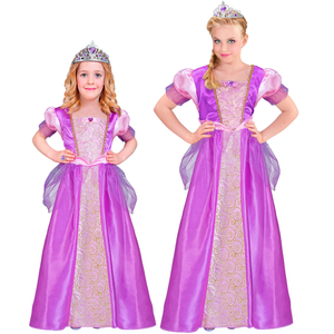 Costume Principessa Abito Lungo e Tiara Travestimento Carnevale Feste in Maschera Cosplay Rapunzel - 9532