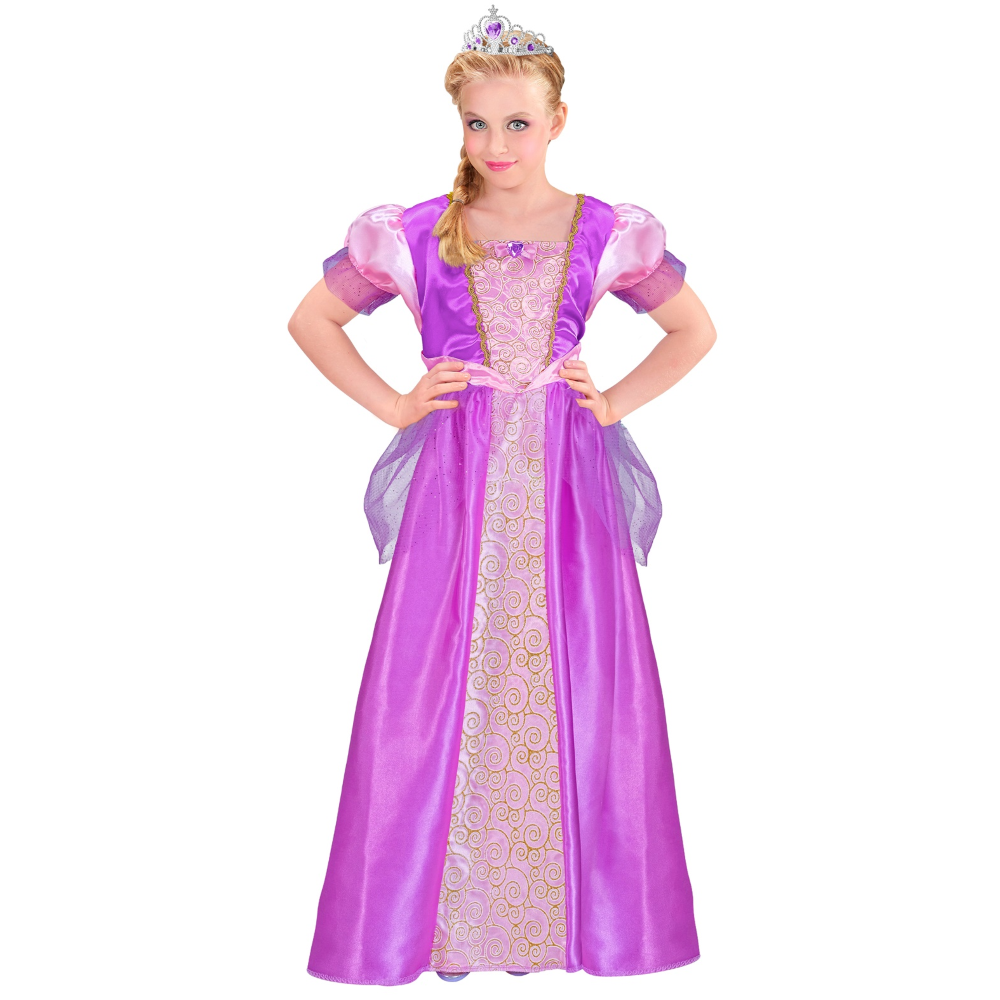 Costume Principessa Abito Lungo e Tiara Travestimento Carnevale Feste in Maschera Cosplay Rapunzel - 9532