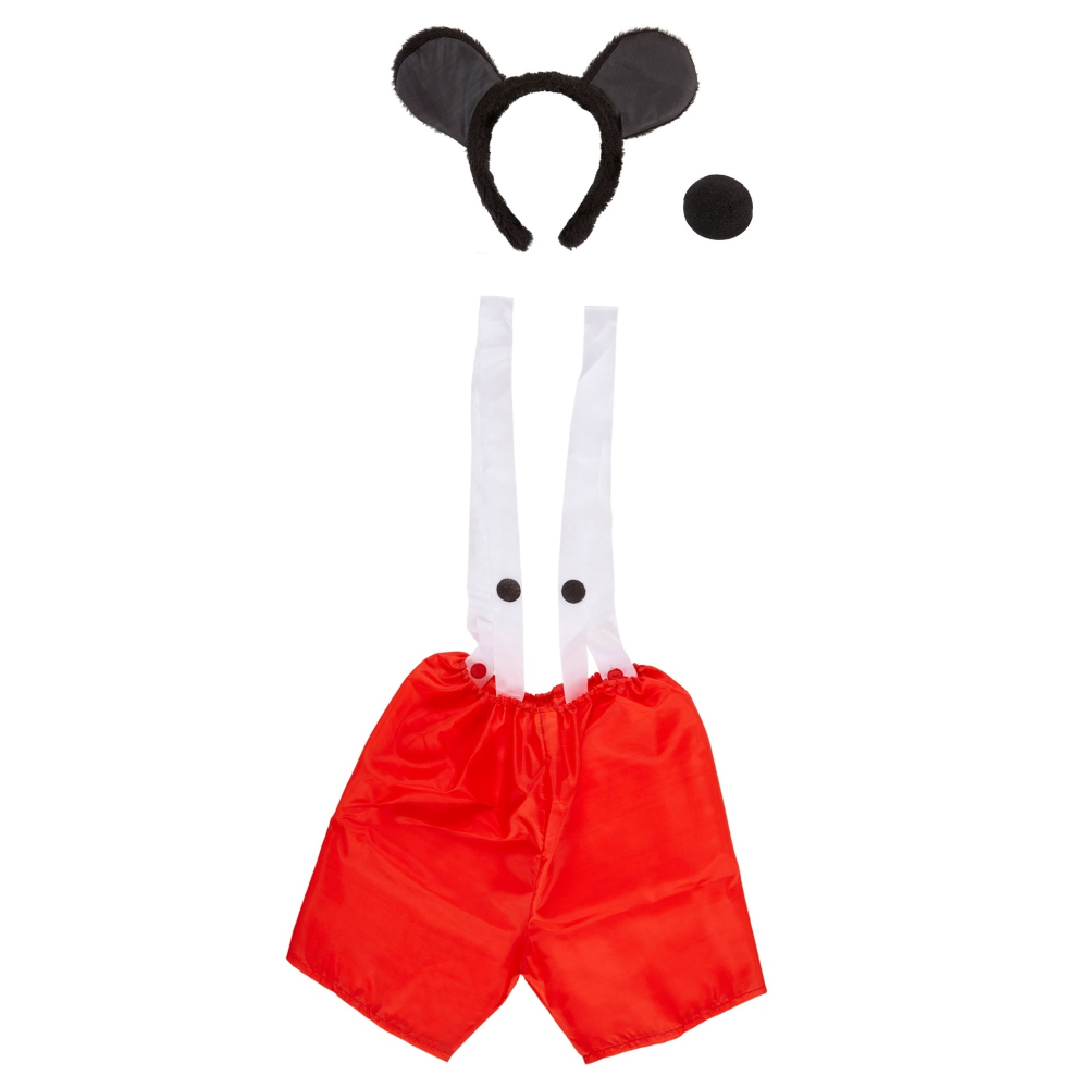 Set Travestimento Topolino Orecchie Naso Bermuda per Uomo Accessori Carnevale Cosplay - 2989t/1