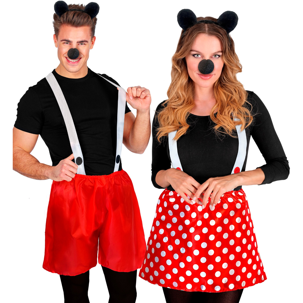 Set Travestimento Minnie Orecchie Naso Gonnellino per Donna Accessori Carnevale Cosplay - 2989t/2