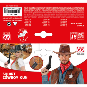 Pistola Giocattolo Cowboy a Spruzzo 30 CM Revolver Western Accessorio Travestimenti Feste a Tema - 3017v