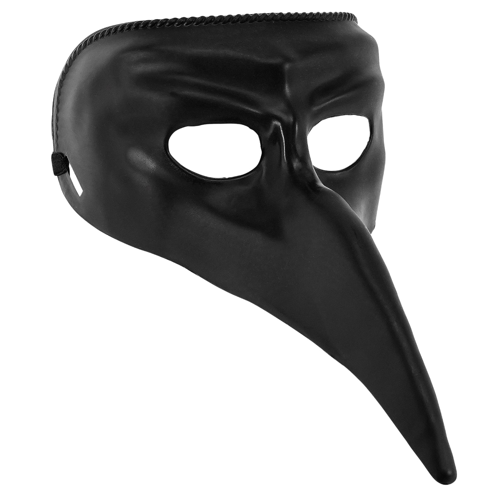 Maschera Veneziana Nera con Becco Accessorio Travestimento Carnevale Teatrale - 46873