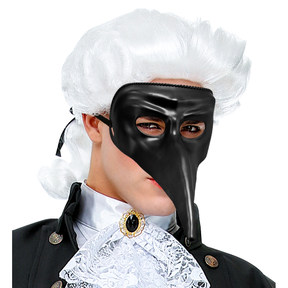 Maschera Veneziana Nera con Becco Accessorio Travestimento Carnevale Teatrale - 46873