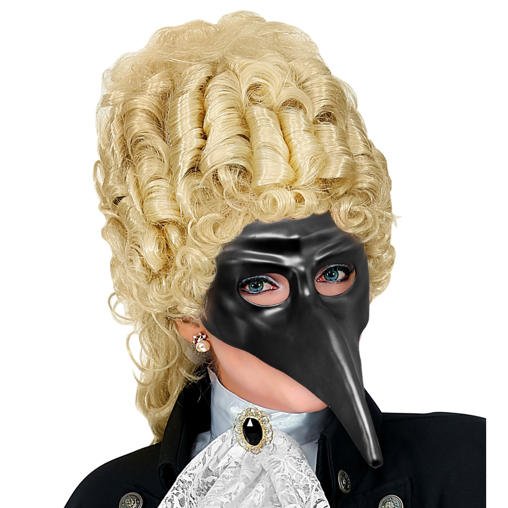 Maschera Veneziana Nera con Becco Accessorio Travestimento Carnevale Teatrale - 46873