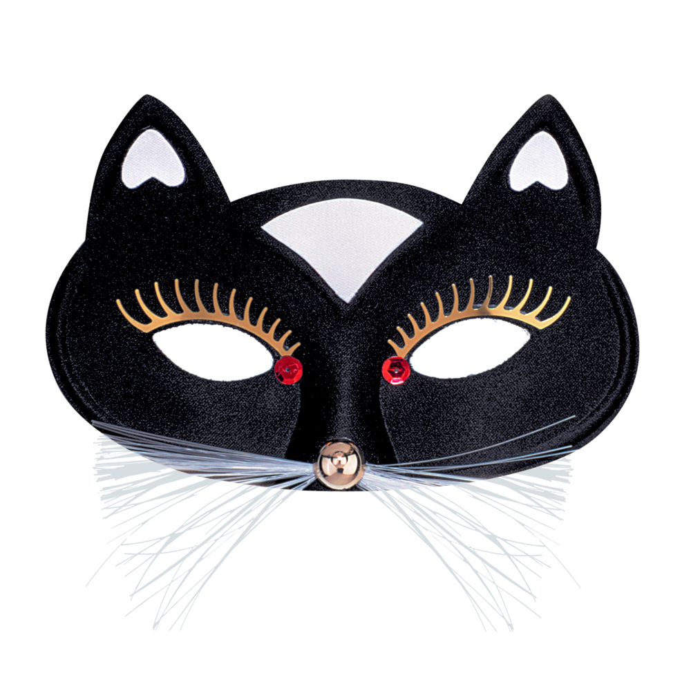 Maschera Domino Gatta Nero Accessorio Travestimento Carnevale Cosplay Feste a Tema - 64641
