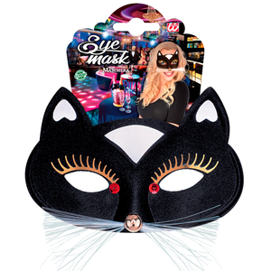 Maschera Domino Gatta Nero Accessorio Travestimento Carnevale Cosplay Feste a Tema - 64641