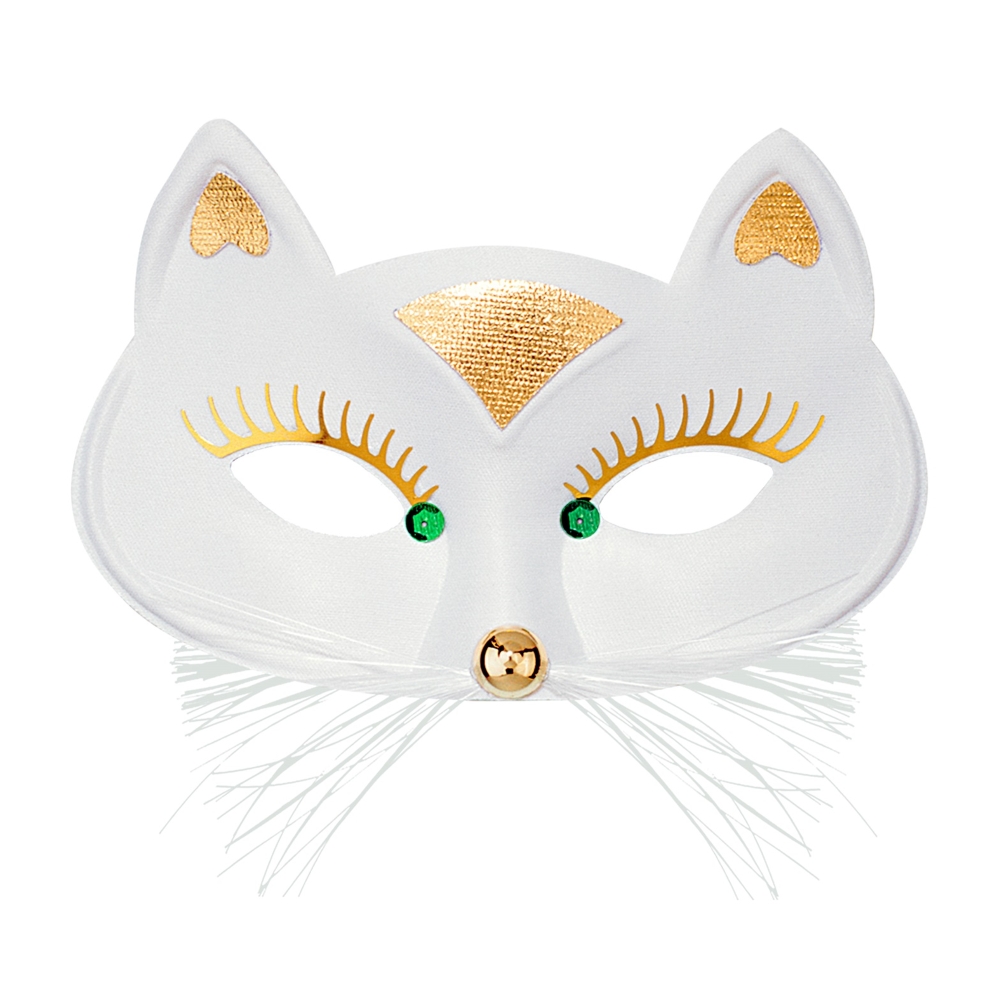 Maschera Domino Gatta Bianco Accessorio Travestimento Carnevale Cosplay Feste a Tema - 64642