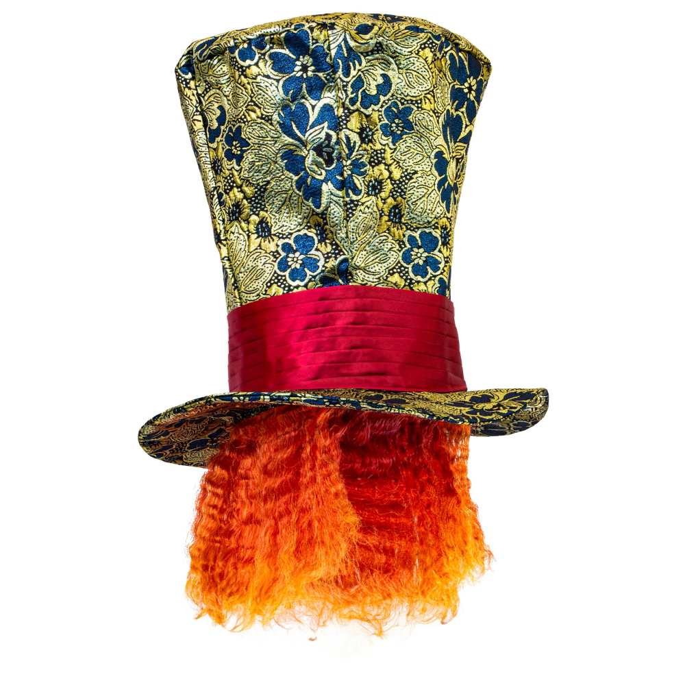 Cilindro con Capelli Cappellaio Matto Accessorio Travestimento Cosplay Carnevale Adulti - 74990
