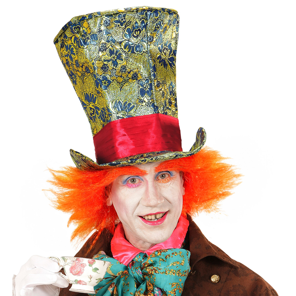 Cilindro con Capelli Cappellaio Matto Accessorio Travestimento Cosplay Carnevale Adulti - 74990
