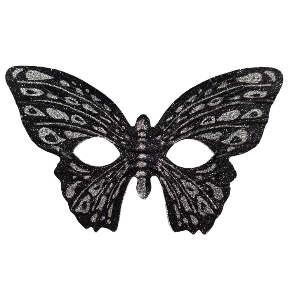 Maschera Domino Farfalla Nera Accessorio Travestimento Carnevale Cosplay Feste a Tema - 6448f/n