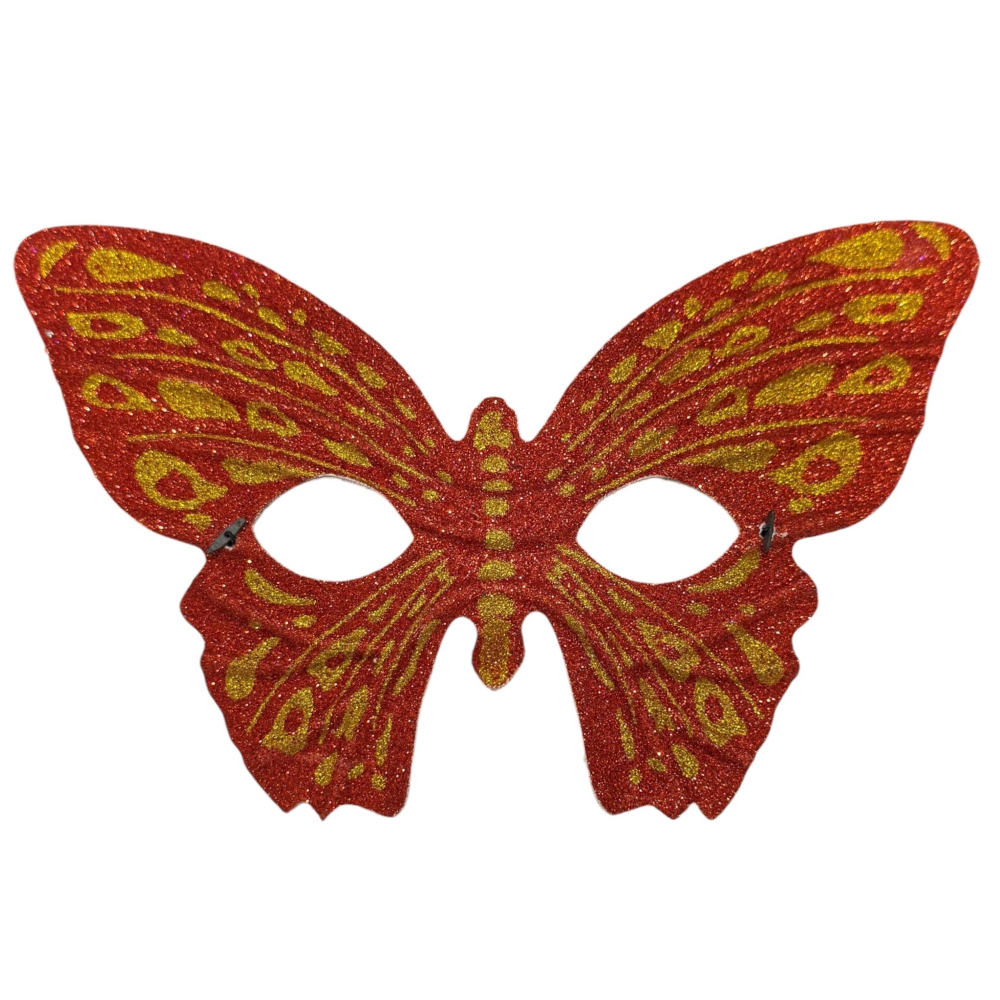Maschera Domino Farfalla Rossa Accessorio Travestimento Carnevale Cosplay Feste a Tema - 6448f/r