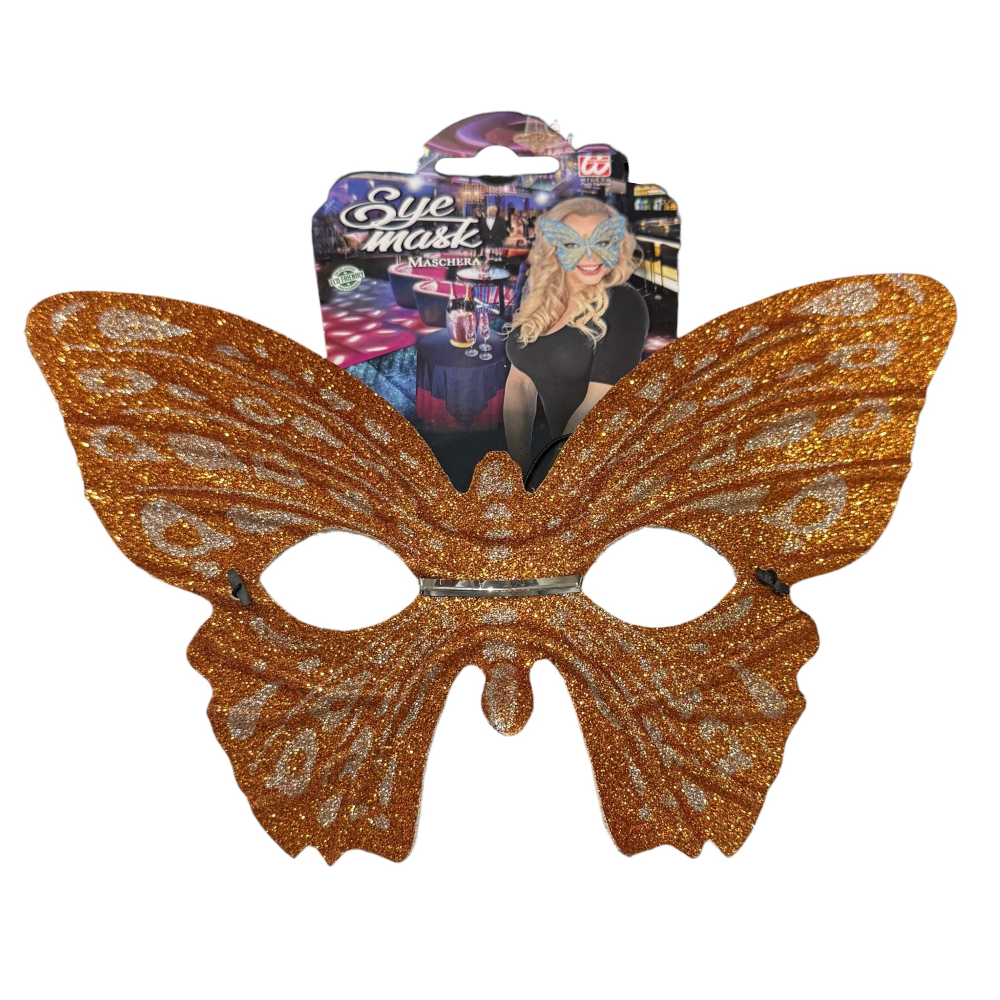 Maschera Domino Farfalla Arancione Accessorio Travestimento Carnevale Cosplay Feste a Tema - 6448f/a