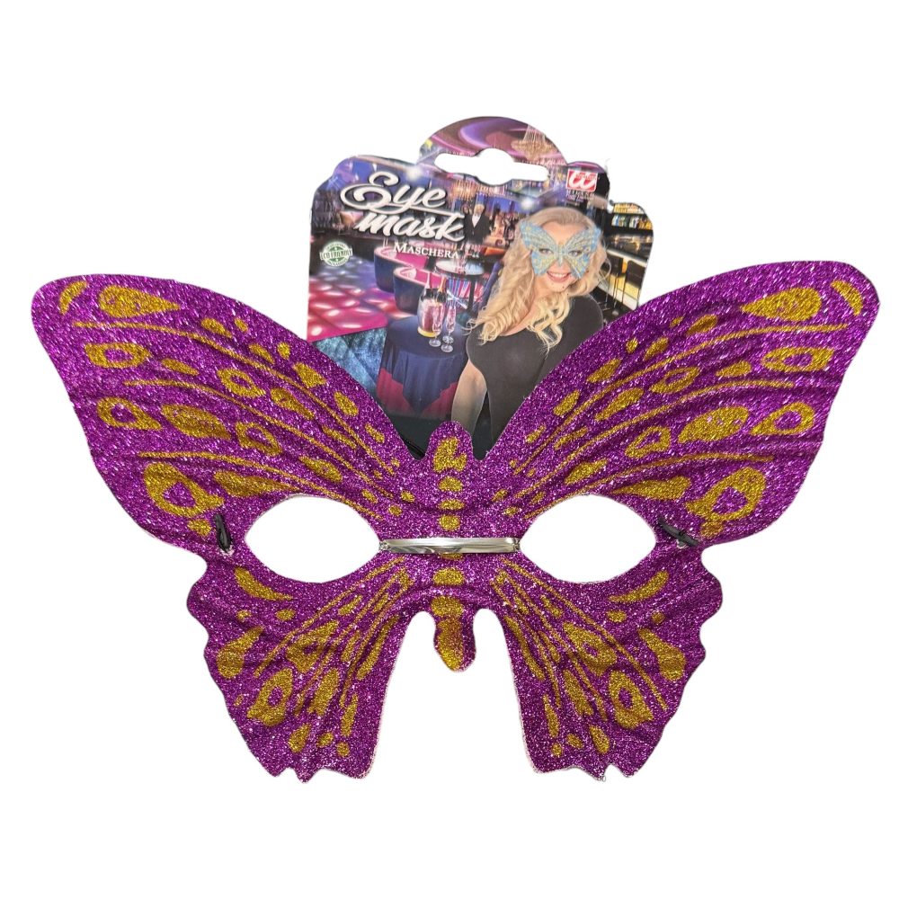 Maschera Domino Farfalla Viola Accessorio Travestimento Carnevale Cosplay Feste a Tema - 6448f/v