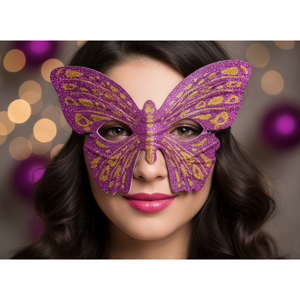 Maschera Domino Farfalla Viola Accessorio Travestimento Carnevale Cosplay Feste a Tema - 6448f/v