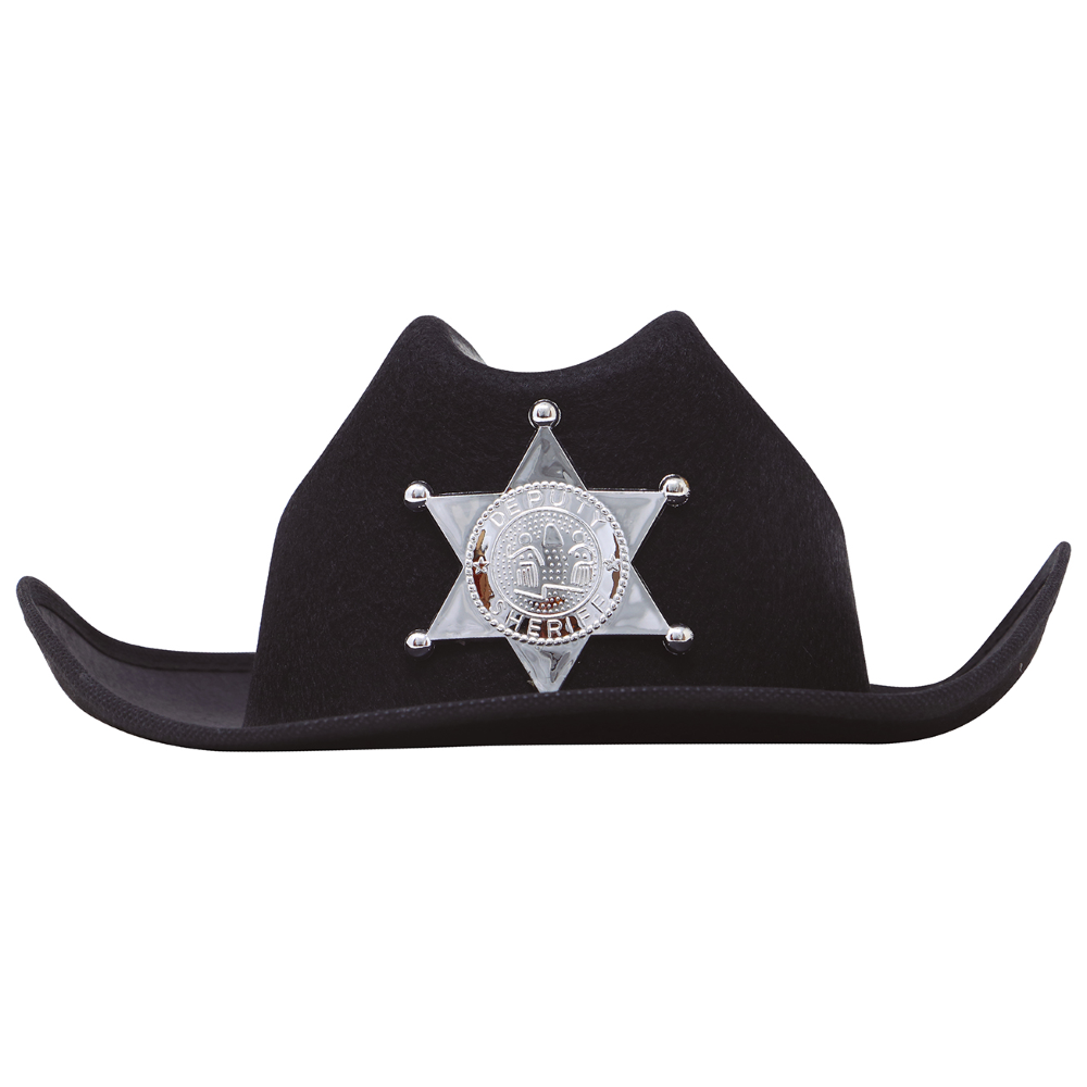 Cappello Nero da Sceriffo Accessorio Western Travestimento Carnevale Feste in Maschera - 13563