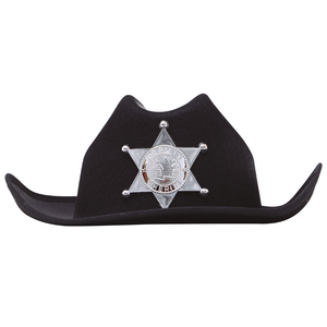 Cappello Nero da Sceriffo Accessorio Western Travestimento Carnevale Feste in Maschera - 13563