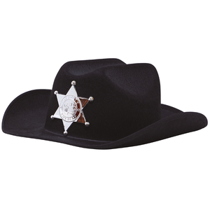 Cappello Nero da Sceriffo Accessorio Western Travestimento Carnevale Feste in Maschera - 13563