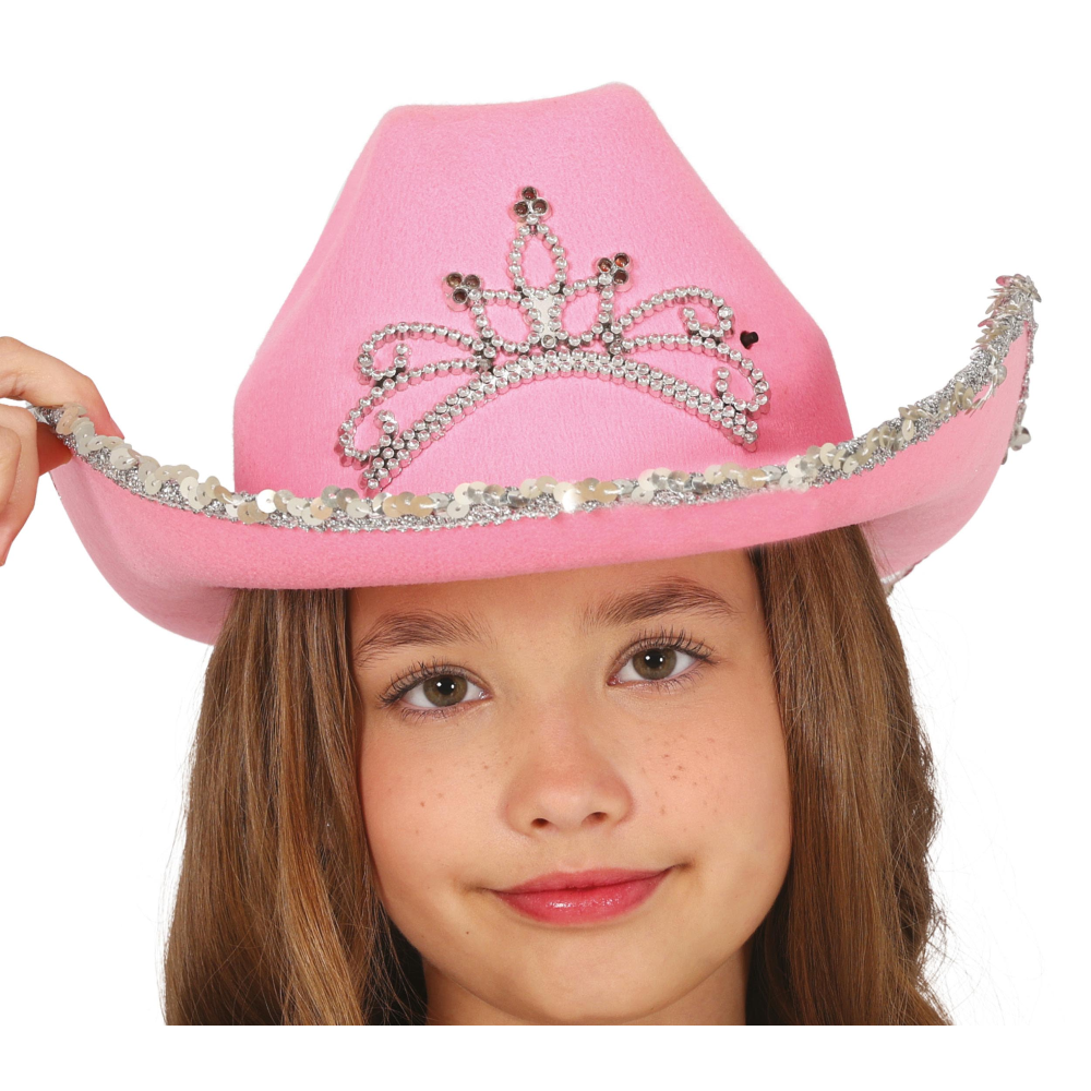 Cappello Rosa da Cowgirl Accessorio Travestimento Cowboy Carnevale Feste in Maschera - 13582