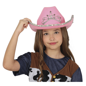 Cappello Rosa da Cowgirl Accessorio Travestimento Cowboy Carnevale Feste in Maschera - 13582