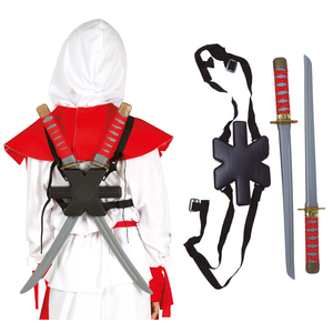 Set Due Spade Samurai Ninja 52 CM con Portaspada Accessorio Travestimento Cosplay Carnevale - 17414