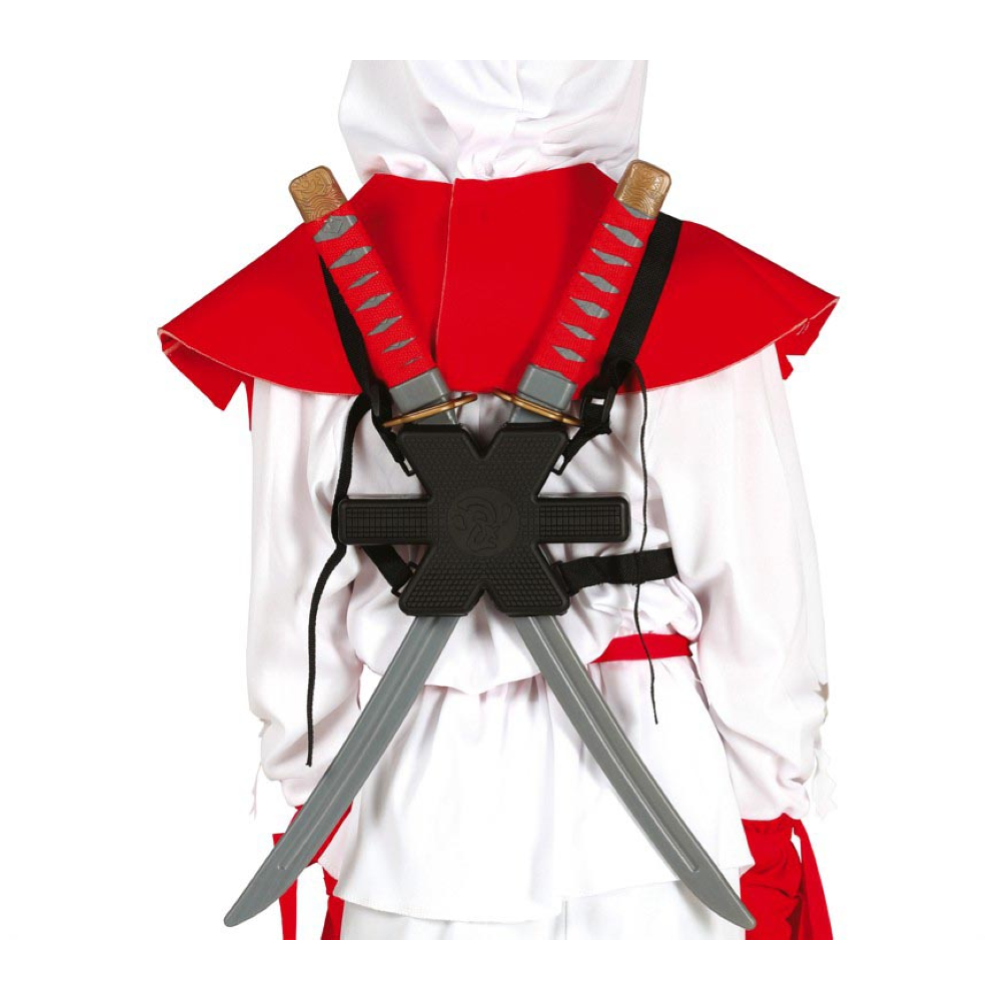 Set Due Spade Samurai Ninja 52 CM con Portaspada Accessorio Travestimento Cosplay Carnevale - 17414