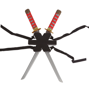 Set Due Spade Samurai Ninja 52 CM con Portaspada Accessorio Travestimento Cosplay Carnevale - 17414