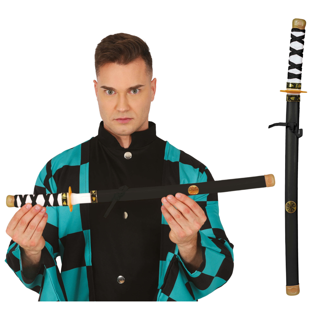 Spada Samurai Ninja con Fodero 60 CM Accessorio Travestimento Cosplay Carnevale - 16639