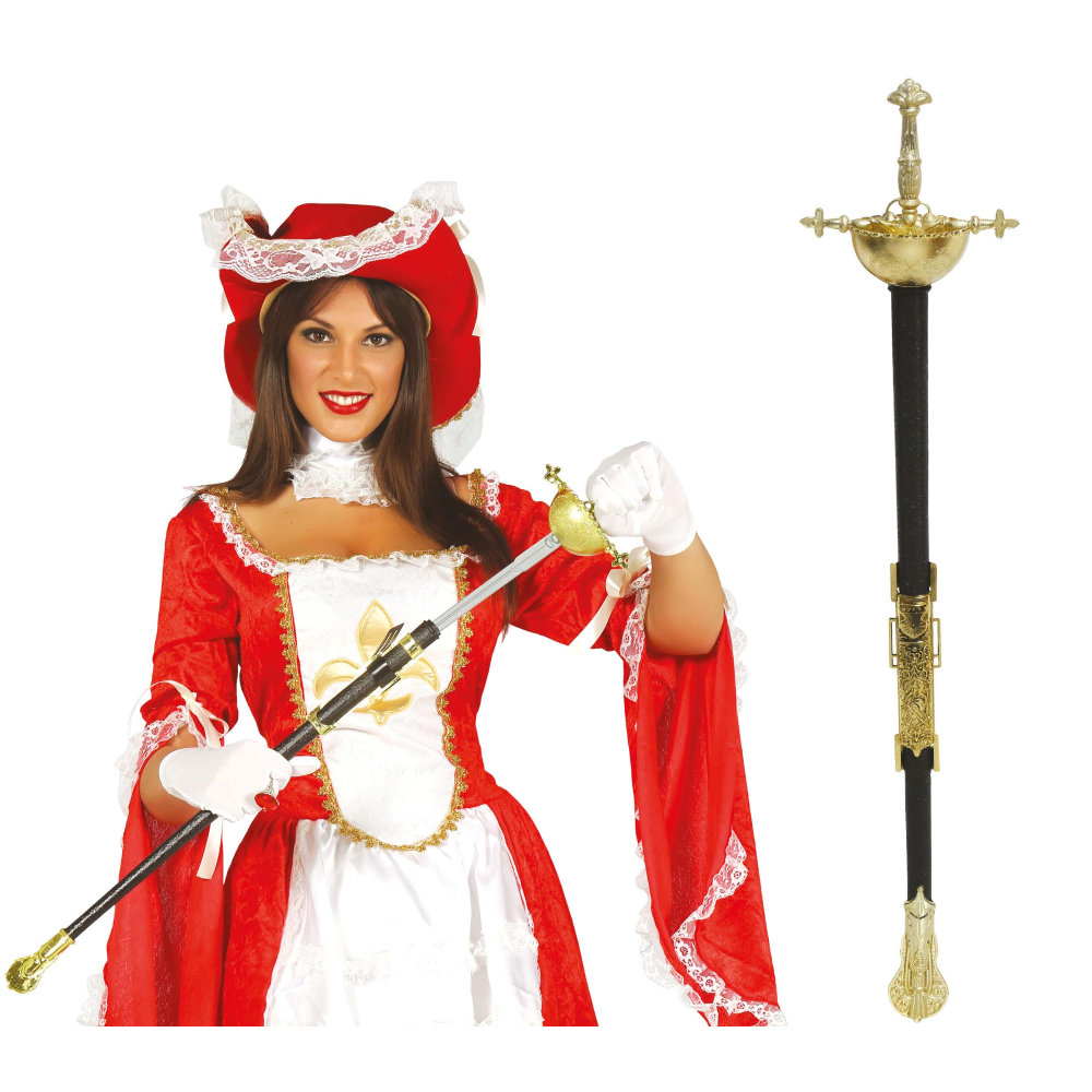 Spada Moschettiere Fioretto 62 CM Accessorio Travestimento Carnevale Cosplay Feste in Maschera - 16454