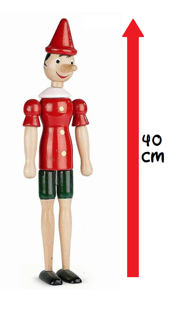 Pinocchio Burattino Marionetta Figura in Legno Snodabile Cm.40  - 20704