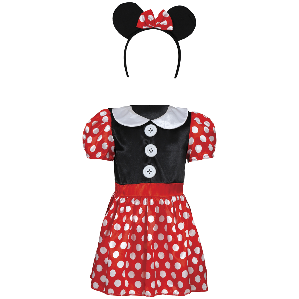 Costume Topolina Abito e Cerchietto con Orecchie Travestimento Minnie Carnevale - 8205