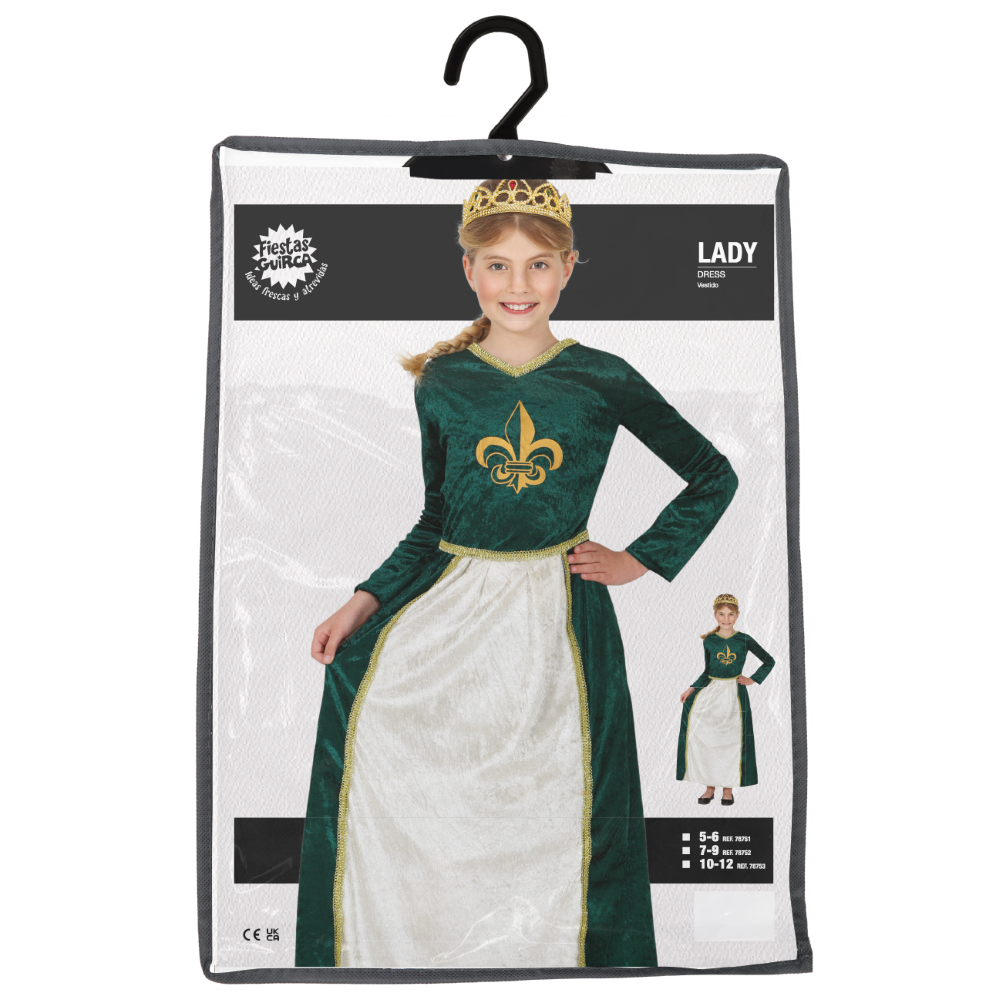 Costume Lady Abito Lungo Travestimento Carnevale Cosplay Fiona Festa in Maschera - 7875