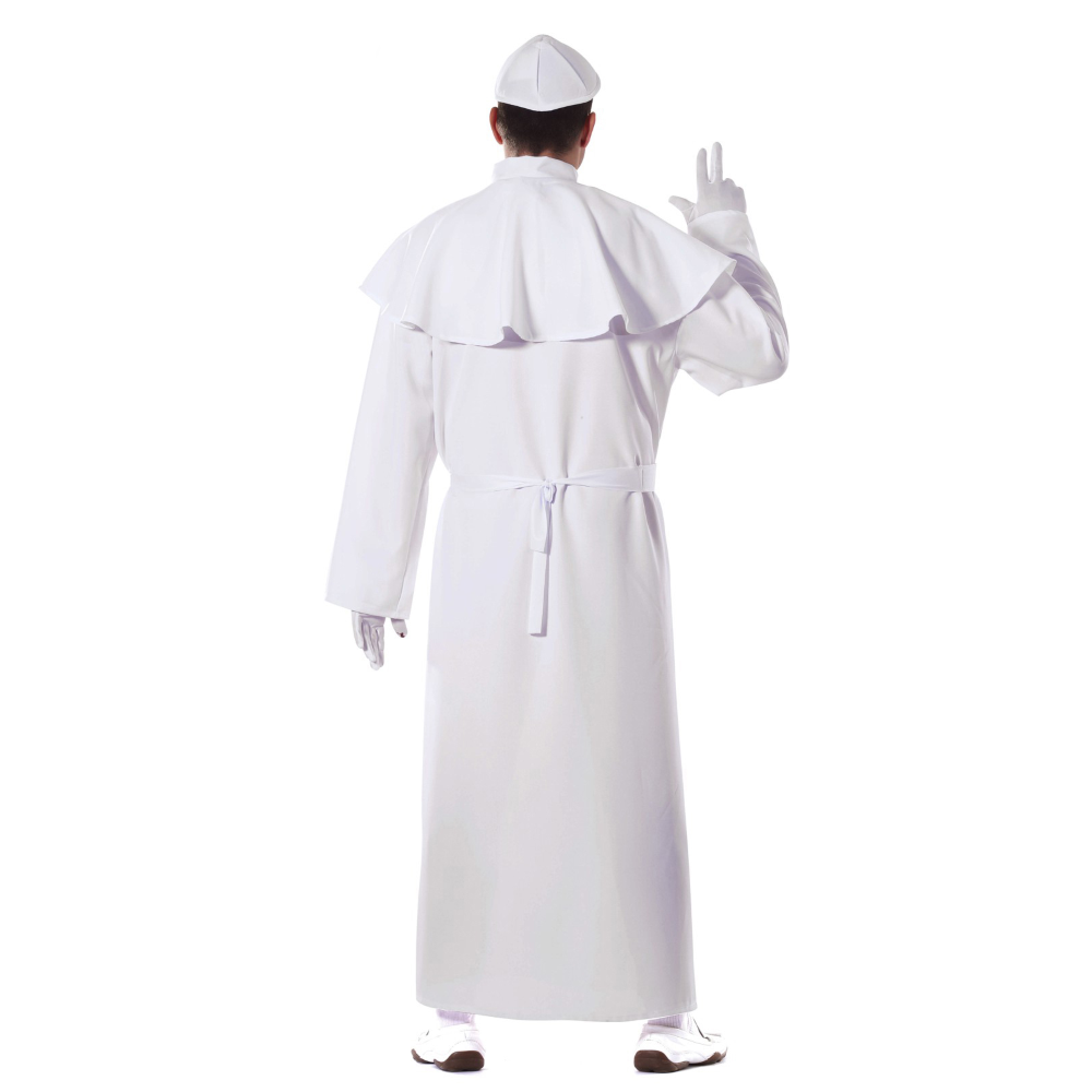 Costume da Papa Uomo Travestimento Carnevale con Sottana Mantello Zucchetto Cintura Feste a Tema - 8041