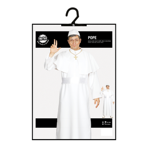 Costume da Papa Uomo Travestimento Carnevale con Sottana Mantello Zucchetto Cintura Feste a Tema - 8041