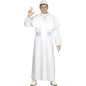 Costume da Papa Uomo Travestimento Carnevale con Sottana Mantello Zucchetto Cintura Feste a Tema - 8041