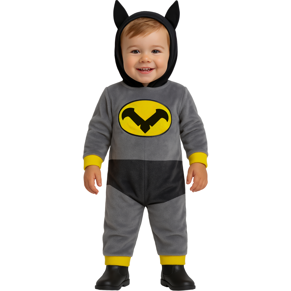Costume Eroe Notturno Tuta con Cappuccio Travestimento Carnevale Cosplay Batman - 8206
