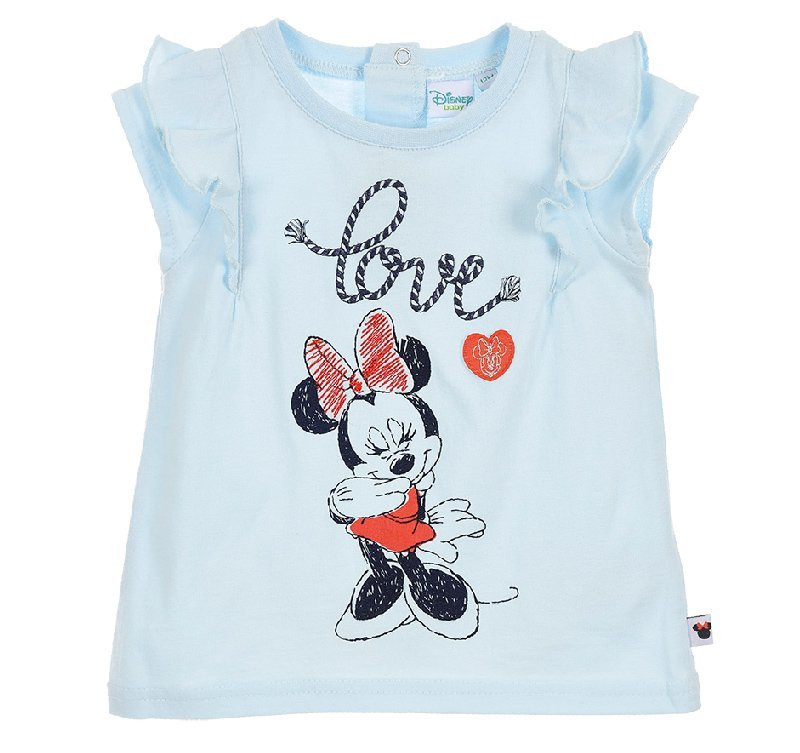 T-Shirt Maglietta Maniche Corte Minnie Mouse DISNEY Neonata Bambina Sun City Taglie 12/36 Mesi - Se0101azzurro