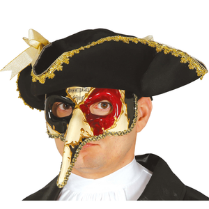 Maschera Veneziana Naso Lungo Decorata con Note Musicali Accessorio Carnevale - 12925
