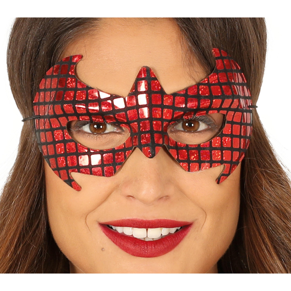 Mascherina Rossa Supereroe Donna Accessorio Travestimento Carnevale Feste a Tema - 12934