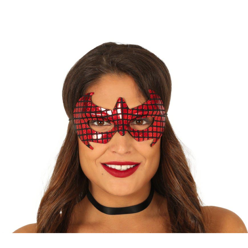Mascherina Rossa Supereroe Donna Accessorio Travestimento Carnevale Feste a Tema - 12934