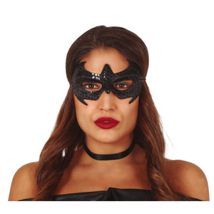 Mascherina Nera Supereroe Donna Accessorio Travestimento Carnevale Feste a Tema - 12935