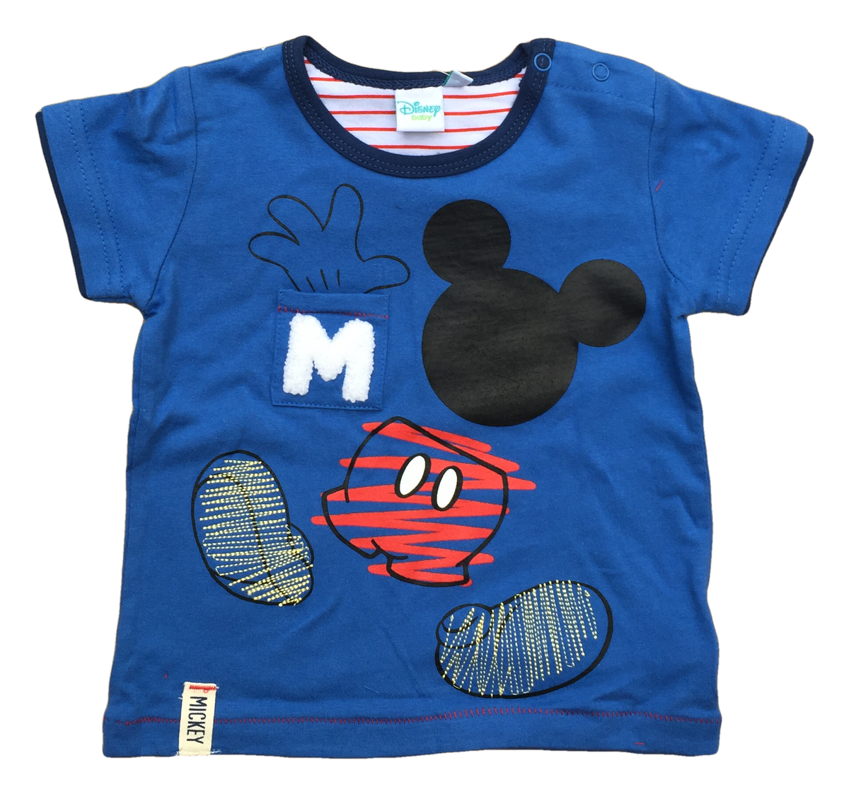 T-Shirt Maglietta Maniche Corte Topolino Mickey Mouse DISNEY Neonato Bambino Sun City Taglie 12/36 Mesi - Se0076blu