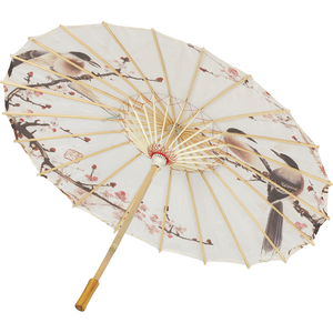 Ombrellino Parasole Giapponese Orientale in Carta con Struttura in Legno Accessorio Carnevale Cosplay - 16890