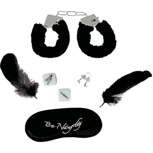 Set Giochi di Coppia 5 Pezzi Mascherina Manette Piume Dadi Accessori Idea Regalo - 69050