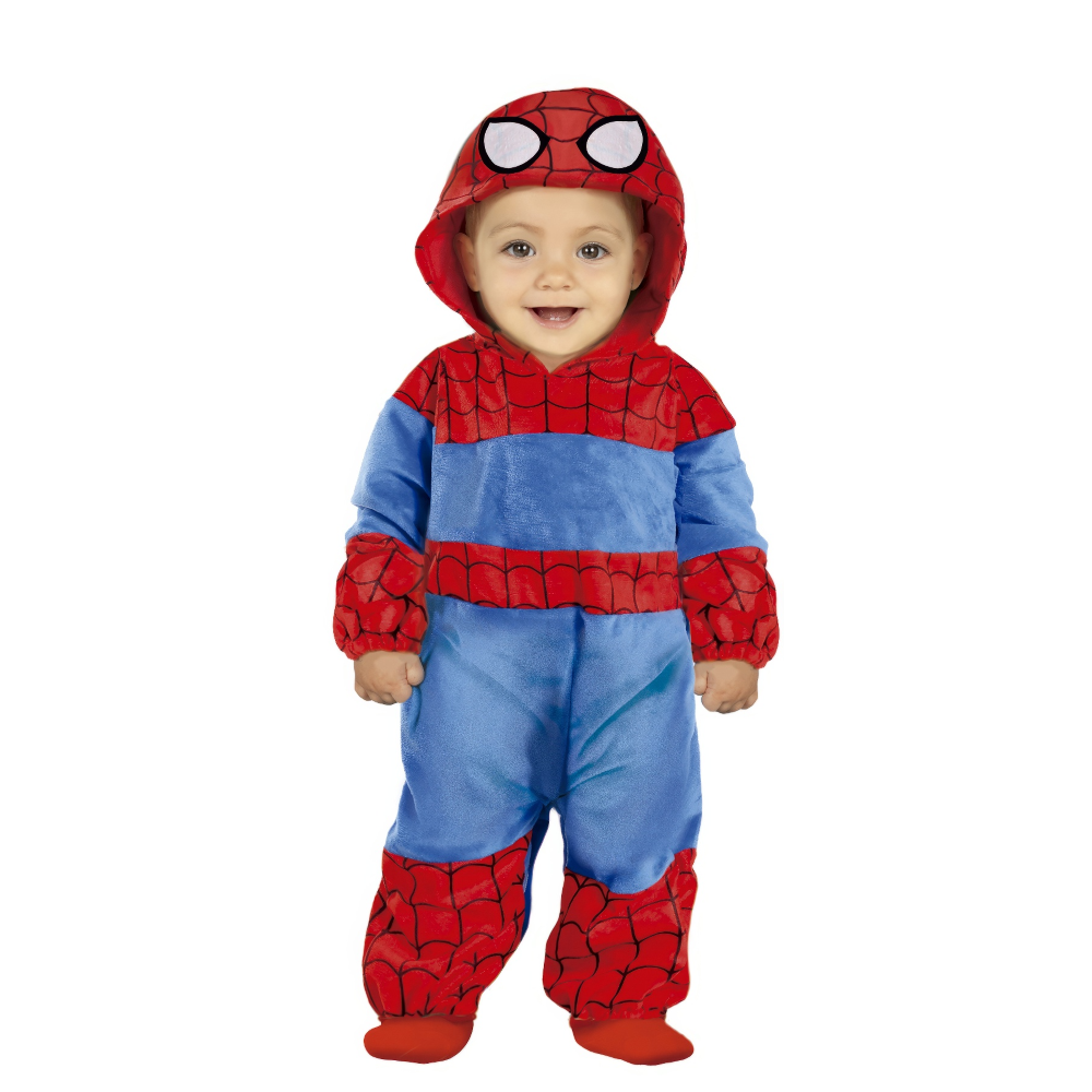 Costume Baby Eroe Tuta con Cappuccio Travestimento Carnevale Feste in Maschera Cosplay Spiderman - 7607