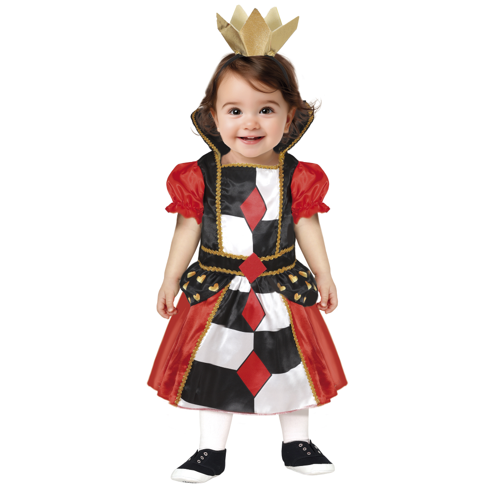 Costume Regina di Cuori Baby Abito e Cerchietto Travestimento Carnevale Feste in Maschera - 7616