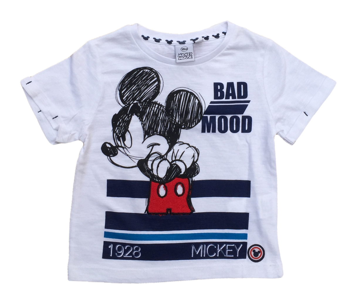 T-Shirt Maglietta Maniche Corte Topolino Mickey Mouse DISNEY Bambino Sun City Taglie 3/8 Anni - Se1044bianco