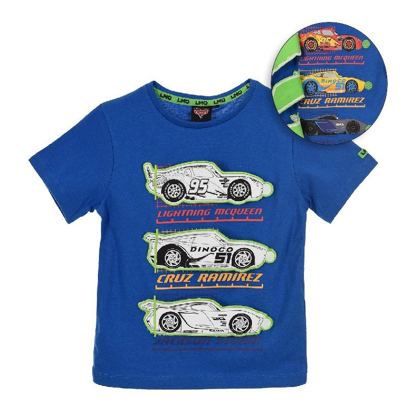 T-Shirt Maglietta Maniche Corte Cars DISNEY Pixar Bambino Sun City Taglie 3/8 Anni - Se1050celeste