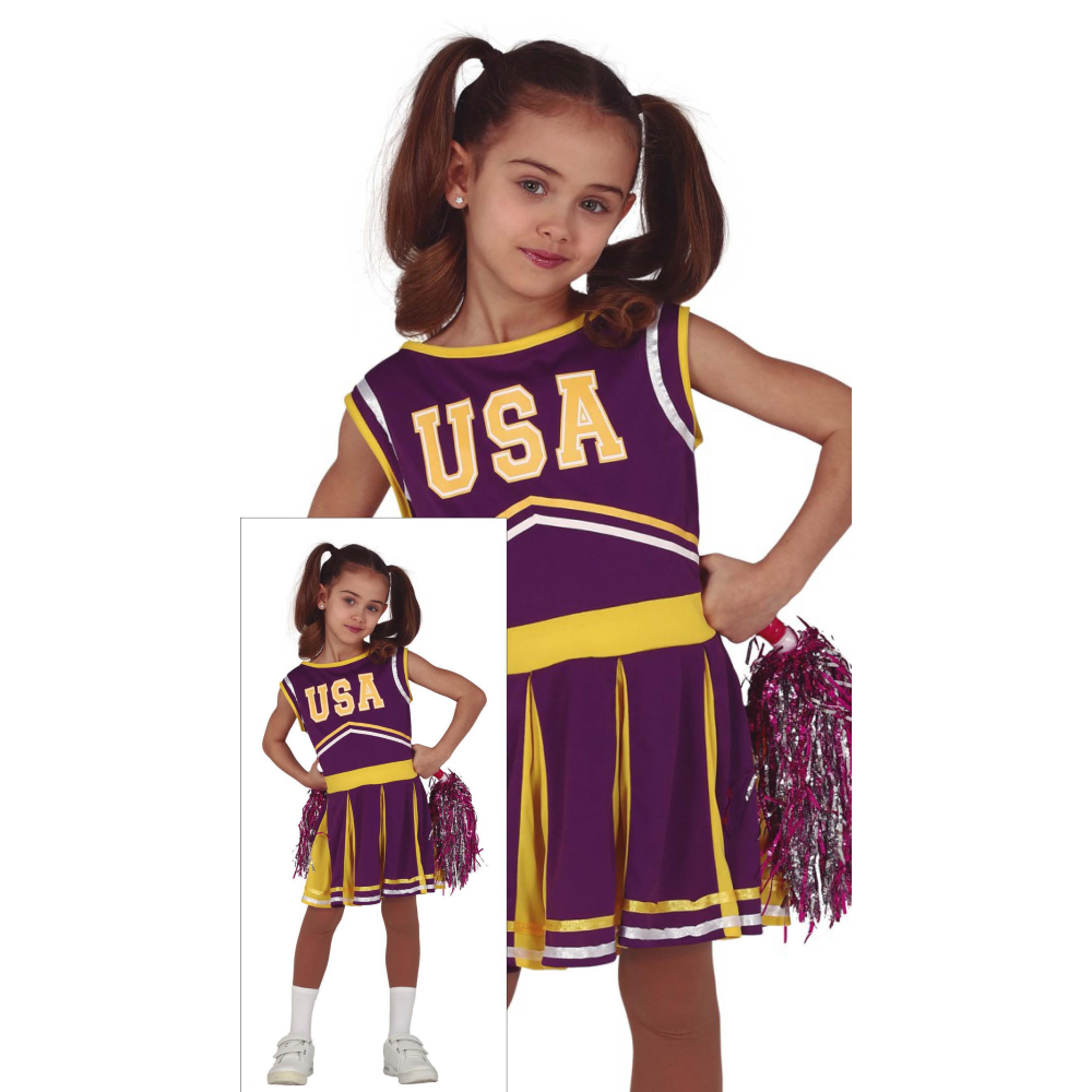 Costume Cheerleader Abito Viola Travestimento Carnevale Feste a Tema Cosplay - 8361