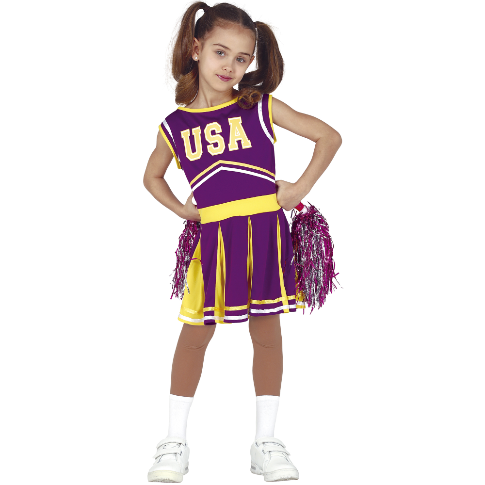 Costume Cheerleader Abito Viola Travestimento Carnevale Feste a Tema Cosplay - 8361