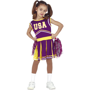 Costume Cheerleader Abito Viola Travestimento Carnevale Feste a Tema Cosplay - 8361